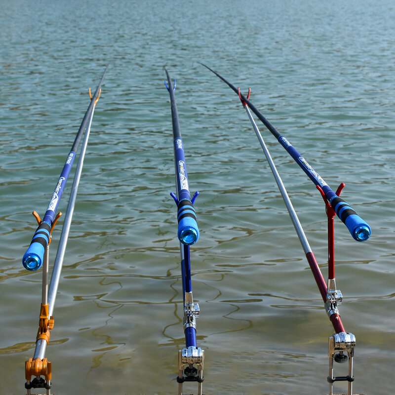 Hofishking telescópica vara de pesca titular 1.5/1.7/1.9/2.1/2.3m portátil ao ar livre ferramenta dobrável 3 cor aço inoxidável mão suporte