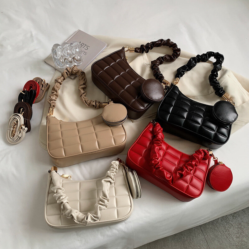 Женская Стеганая мягкая сумка через плечо, дизайнерская роскошная кожаная плиссированная сумка с кошельками, Осень-зима 2021