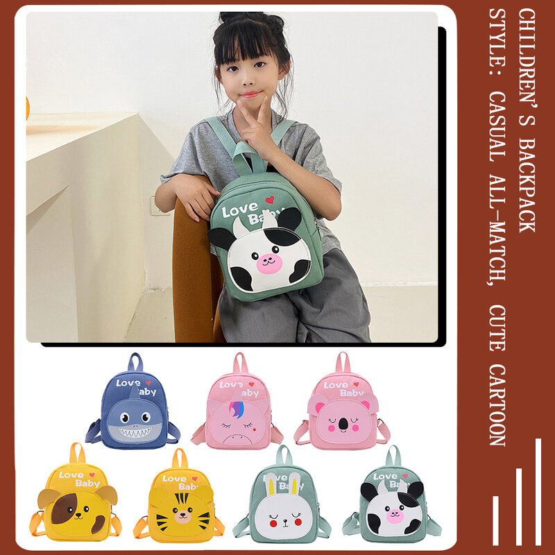 Mochilas escolares de jardim de infância, mochila pequena de lona com desenhos animados para crianças, em forma de animal