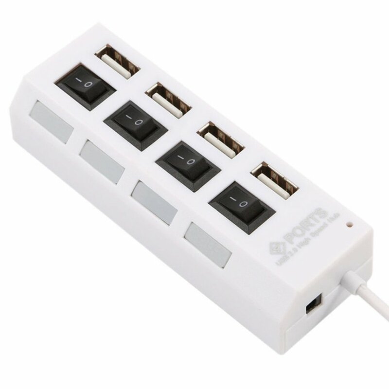 USB3.0 Hub 4 Ports USB Hub Power Adapter Port Multi-Expander with Independent On/Off Switch USB HUB Splitter Adapter for Laptop