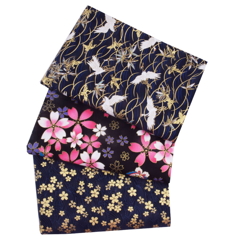 ผ้าฝ้ายญี่ปุ่นผ้าPatchwork, Cranes Blossomsเย็บตุ๊กตากระเป๋าเย็บปักถักร้อยผ้าวัสดุ