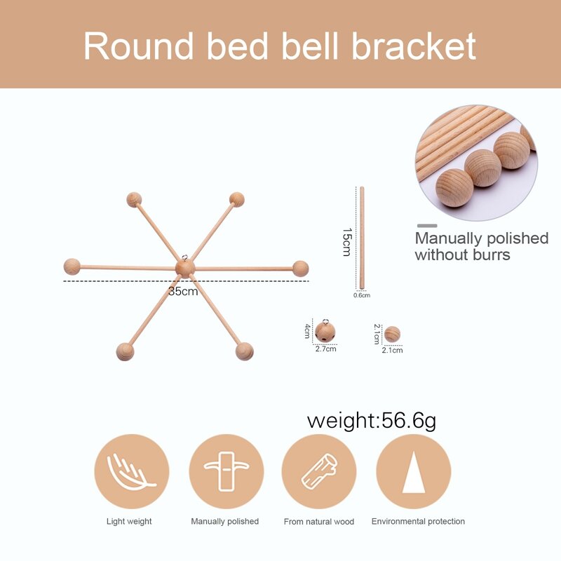 Baby Six Hole Round Bed Bell Wooden Stand Children's Bed Bell Cradle Baby Bed Mobile Toy Room Decoration Baby Developing Toys