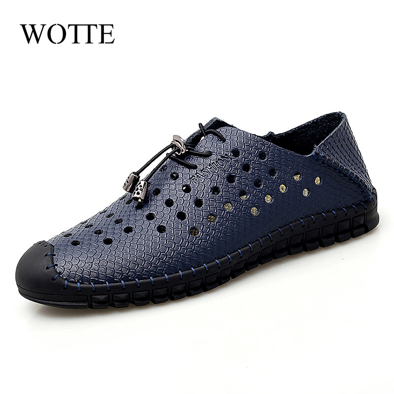 Wotte novo verão causal sapatos homens mocassins de couro sapatos de condução sapatos de qualidade apartamentos para homem tamanho 38-48 mocassin homme