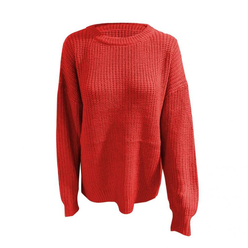 Oddychający prosty sweter z dzianiny O szyi miękka, wiosenna bluza z dekoltem w szpic
