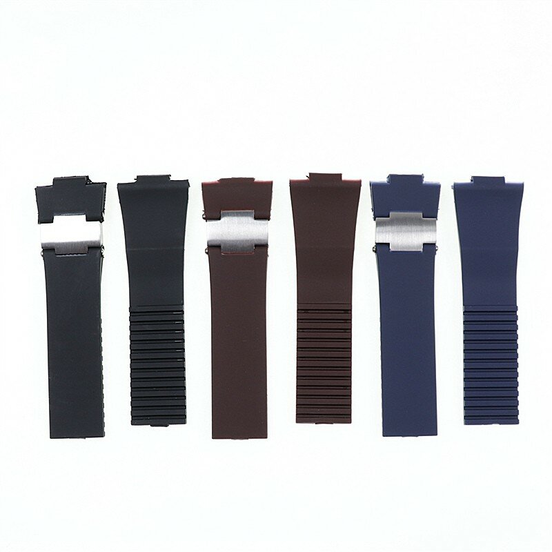 Bracelet en caoutchouc de Silicone étanche, noir marron bleu, boucle pliante, 25mm * 12mm, pour Ulysse Nardin
