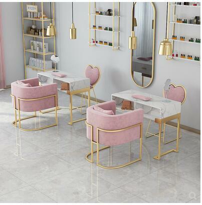 Ensemble de table et chaise de manucure en marbre, style nordique, haut de gamme, simple et double