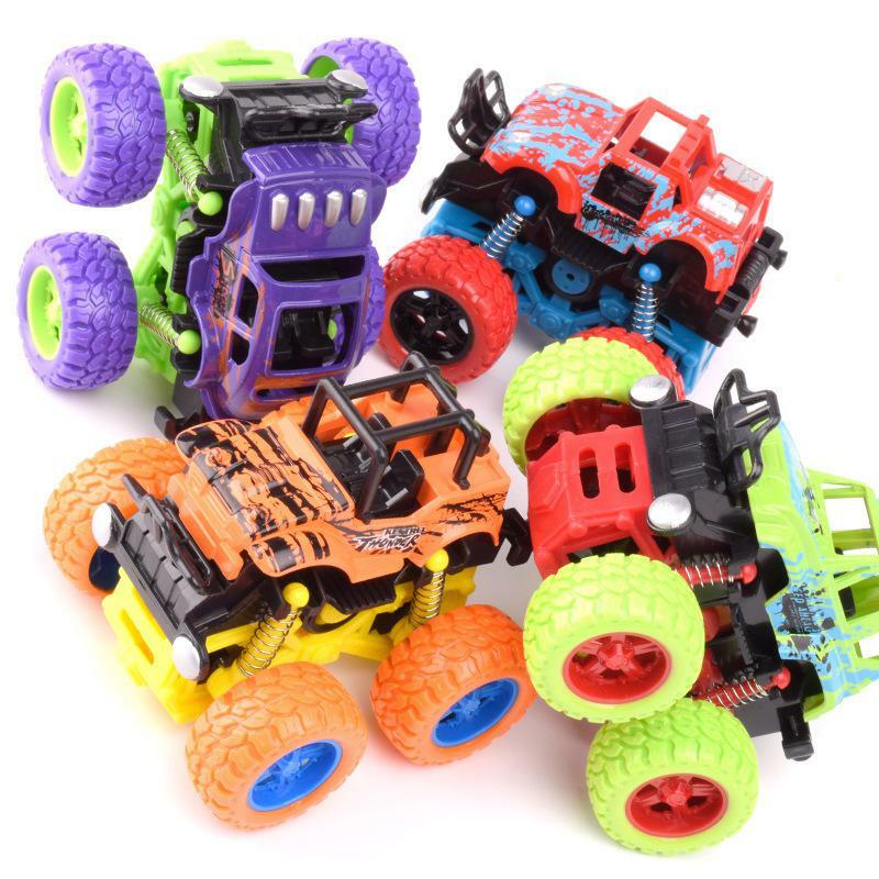 Kuulee Mini Pull Back Inertia Truck Toy Friction Pull Back Toy Four Drive Truck for Children