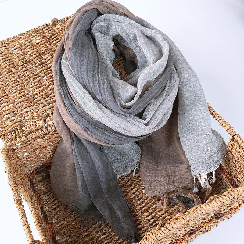 Fashion Retro Old Color Matching Men's Scarf Versatile Business Leisure Thin Pure Cotton Scarf Spring And Autumn New Products