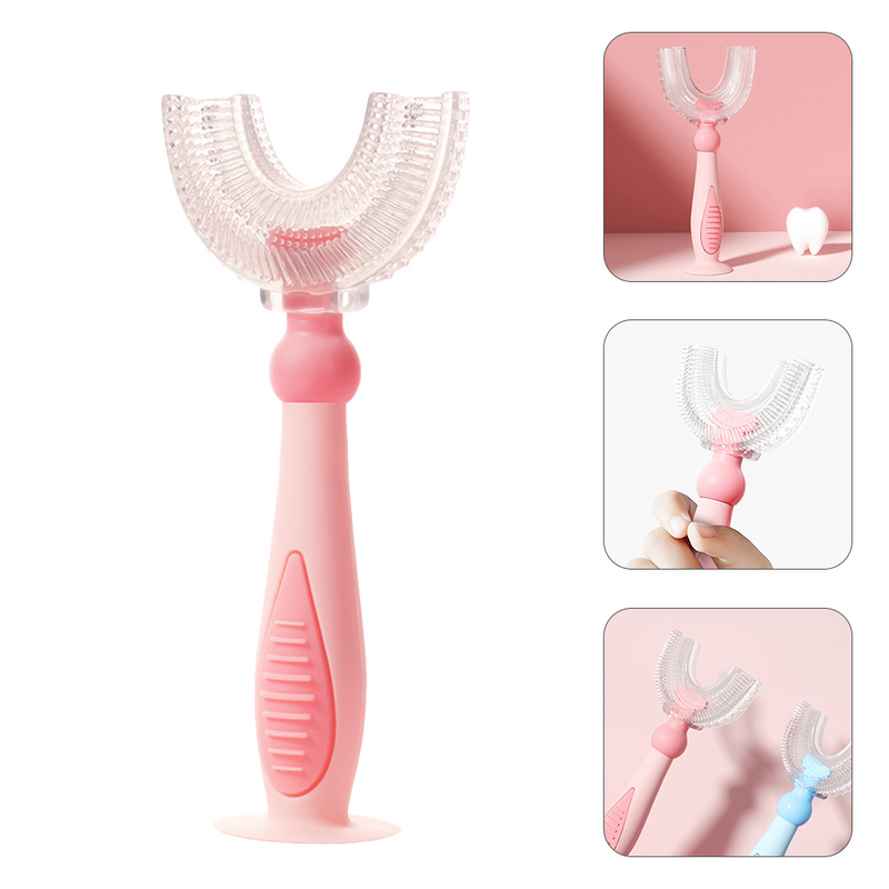 1pc U-shape Kid Toothbrush Handheld Toothbrush Silicone Oral Cleaning Toothbrush