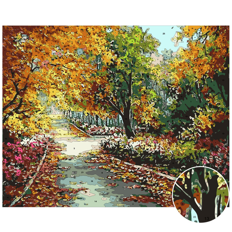 Evershine pintura por números, cenário natural, pintura a óleo por números para adultos, outono em tela, pintada à mão, decoração de casa