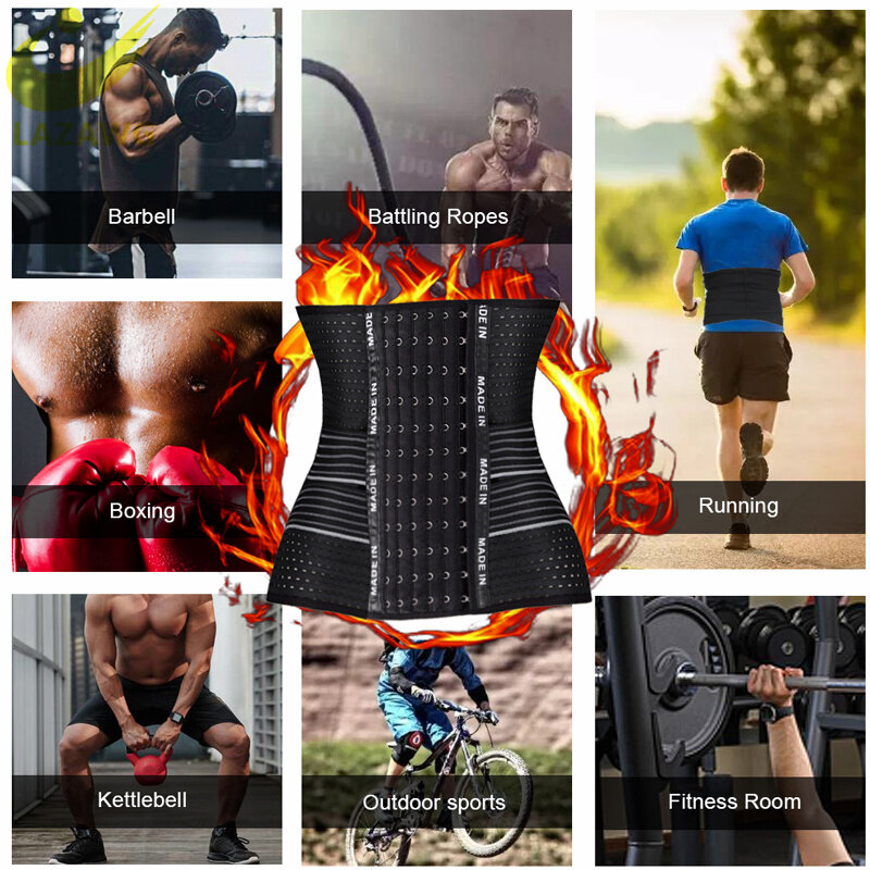 Lazawg masculino cintura trainer cinto sauna suor espartilho trimmer slimming cinta fitness corpo shapewear espartilhos queimador de fitness treino