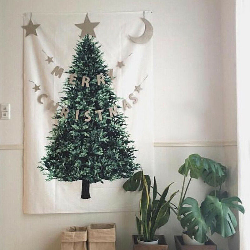 Tapiz sencillo de tela colgante de pino y árbol de Navidad, decoración de pared, para el hogar