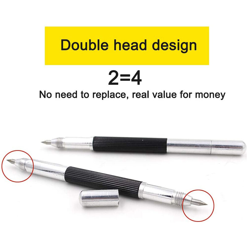 Tungsten Carbide Tip Scriber Dual-end Etching Engraving Scriber Pen with Caps for Glass Ceramics Metal