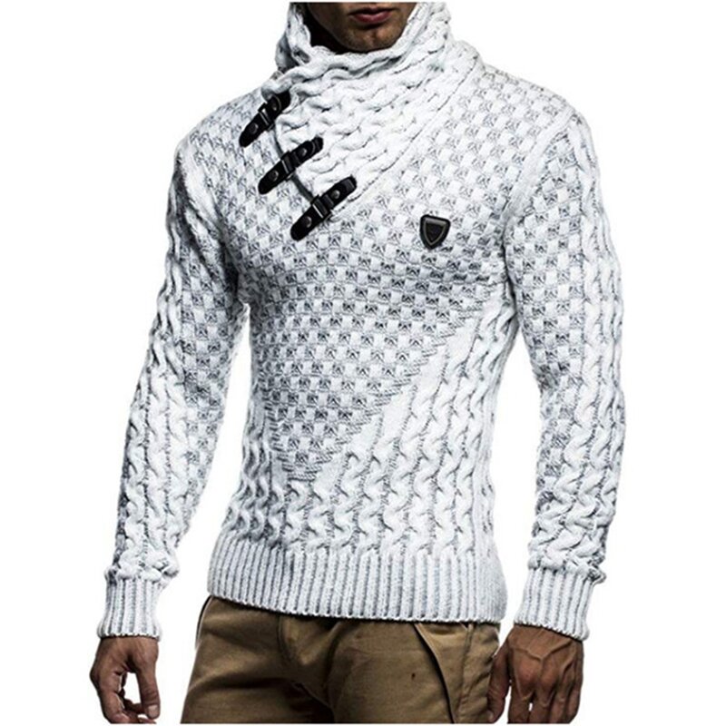 ZOGAA-suéter de cuello alto de felpa para hombre, ropa de punto informal, abrigo ajustado, bufanda, invierno, 2021
