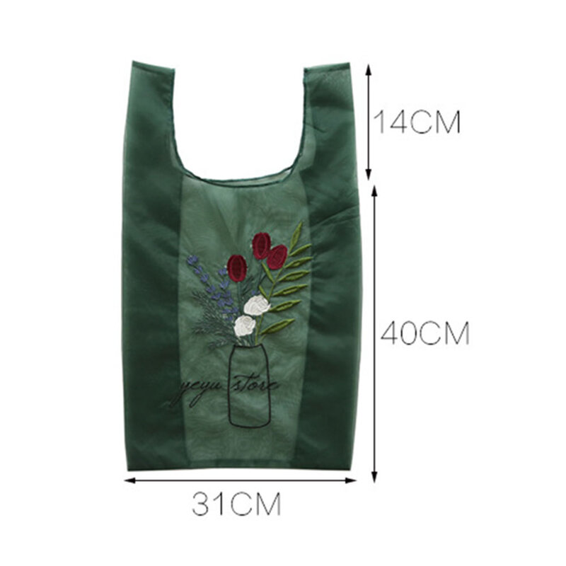 여자 투명한 토트 Organza 원사 헝겊 비치 가방 자수 핸드백 여자를위한 고품질 Eco 명확한 손 부대 지갑