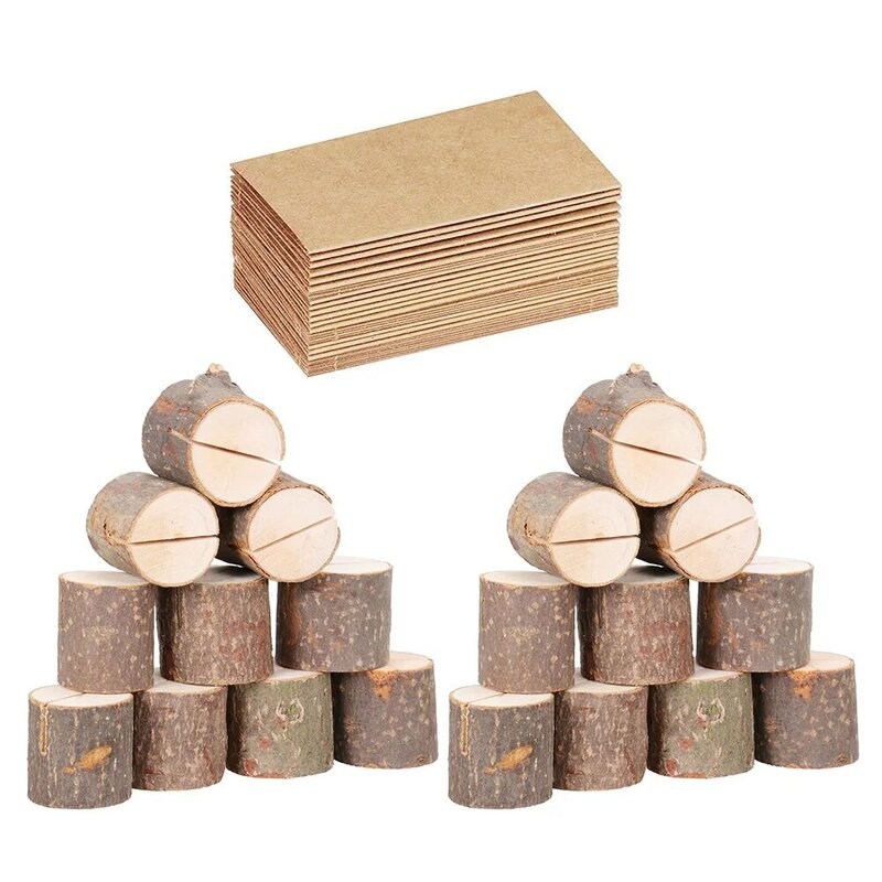 1 Set Holz Stumpf Hinweis Halter Hochzeit Dekoration Tisch Karten Anzahl Karten