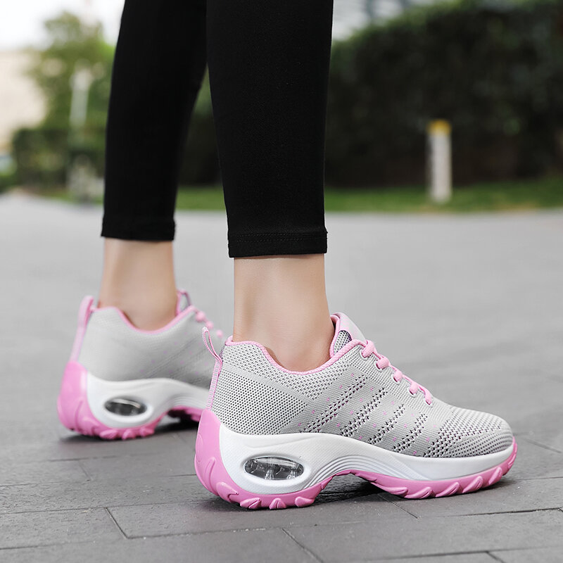 STS Women Sport Casual Shoes Outdoor Breathable Comfortable Ladies Shoes Lightweight Platform Hiking Running Mesh Sneakers