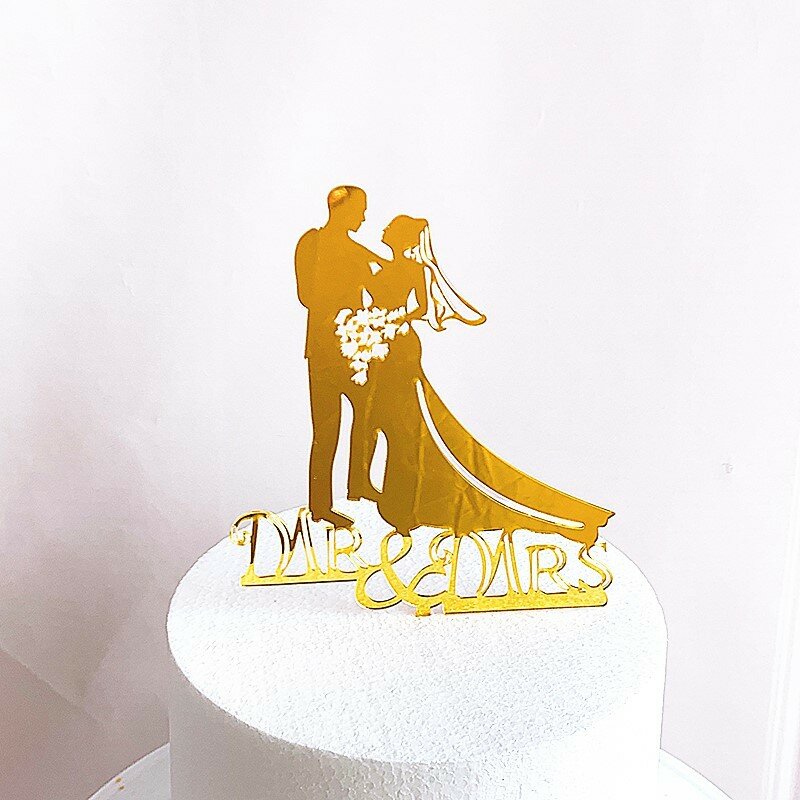 Feliz aniversário acrílico dia dos namorados bolo de casamento decoração festa de noivado celebração mr & mrs sempre bolo de noiva topper