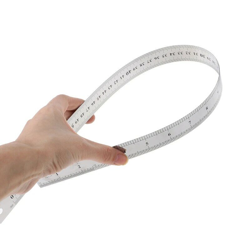 Stainless Steel Double Side Measuring Straight Edge Ruler 60cm Silver 