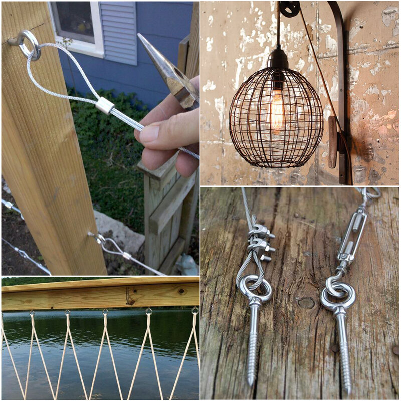 Cuerda de alambre de acero inoxidable, paquete de Cable de acero inoxidable con accesorios, Kit de barandilla ClipsCable