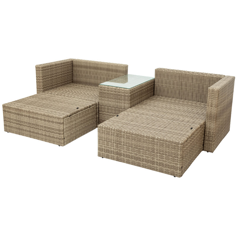 Pátio ao ar livre conjunto de móveis 5 peça vime secional sofá jardim móveis sofá conjuntos para piscina transporte da gota moderno