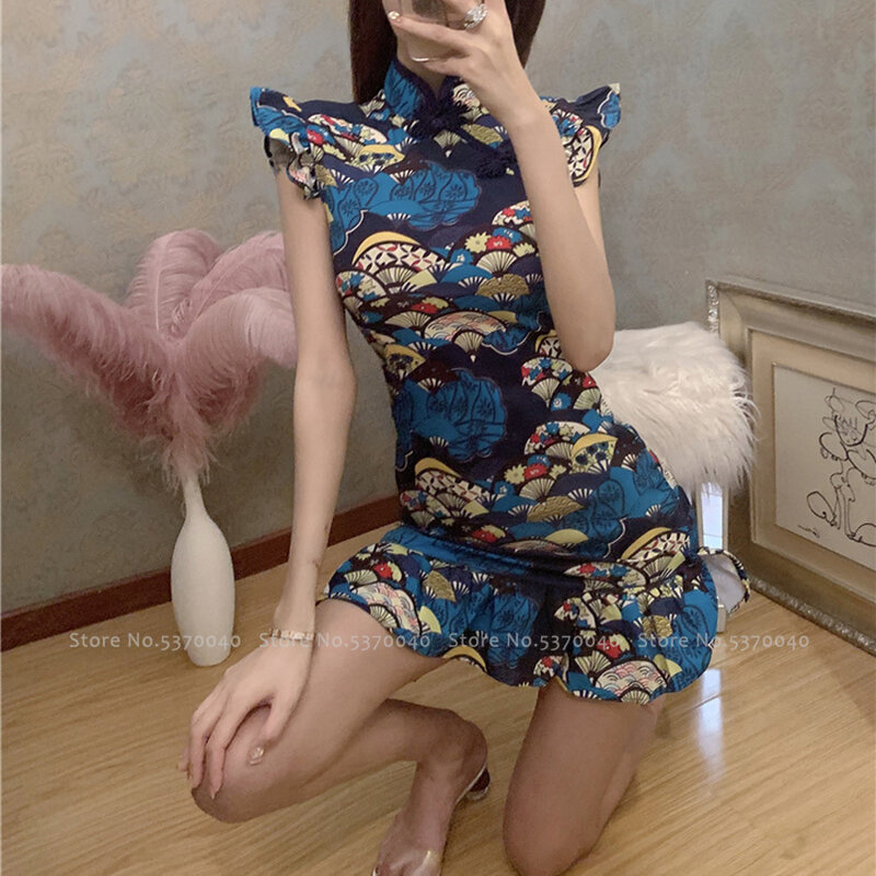 Vestido ajustado de estilo chino para mujer, Cheongsam Qipao Formal, Sexy, para discoteca, fiesta, vendaje dividido