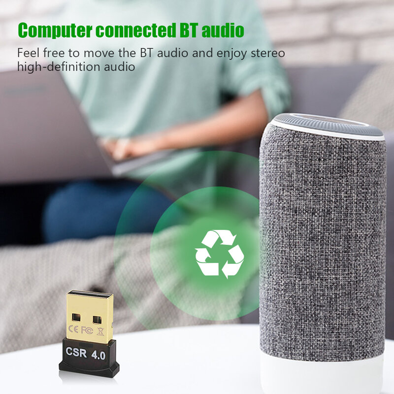 CSR 4.0 Penerima Audio Adaptor 4.0 Nirkabel USB Rumah Tangga Kecil Kompatibel dengan Bluetooth USB Dongle Komponen Keamanan Komputer untuk PC