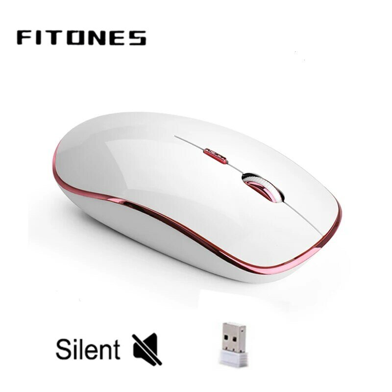 FITONES-노트북 용 무소음 2.4GHz 무선 마우스, 휴대용 미니 음소거 마우스, 데스크탑 노트북 PC maus용 저소음 컴퓨터 마우스