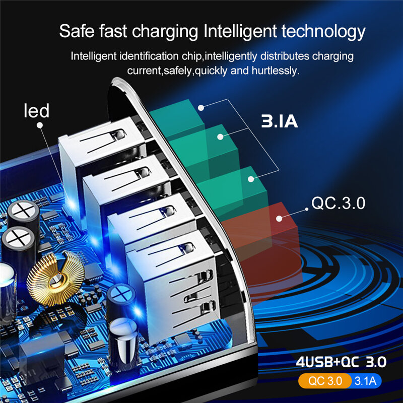 ユニバーサルUSB充電器,4.0,4ポート,iPhone 12 13,Xiaomi,Samsung携帯電話用,クイックチャージ3.0