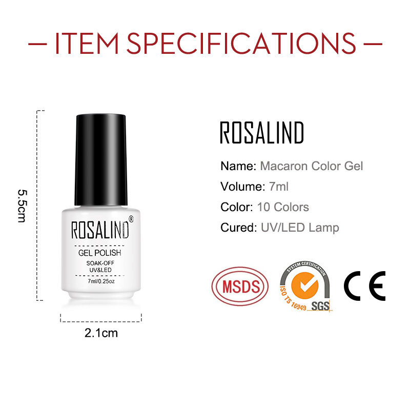 ROSALIND – vernis à ongles Gel, Design Nail Art, lampe UV/LED, Semi-permanent pour manucure, autocollants pour ongles Macaron