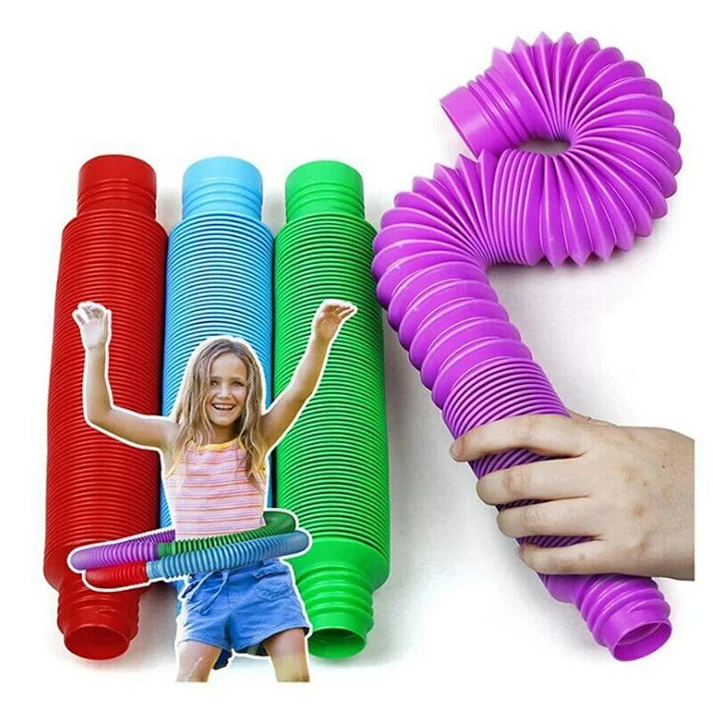 Tubo de juguete de plástico colorido para niños, juguete sensorial antiestrés, novedad, desarrollo divertido, educativo, plegable, regalo