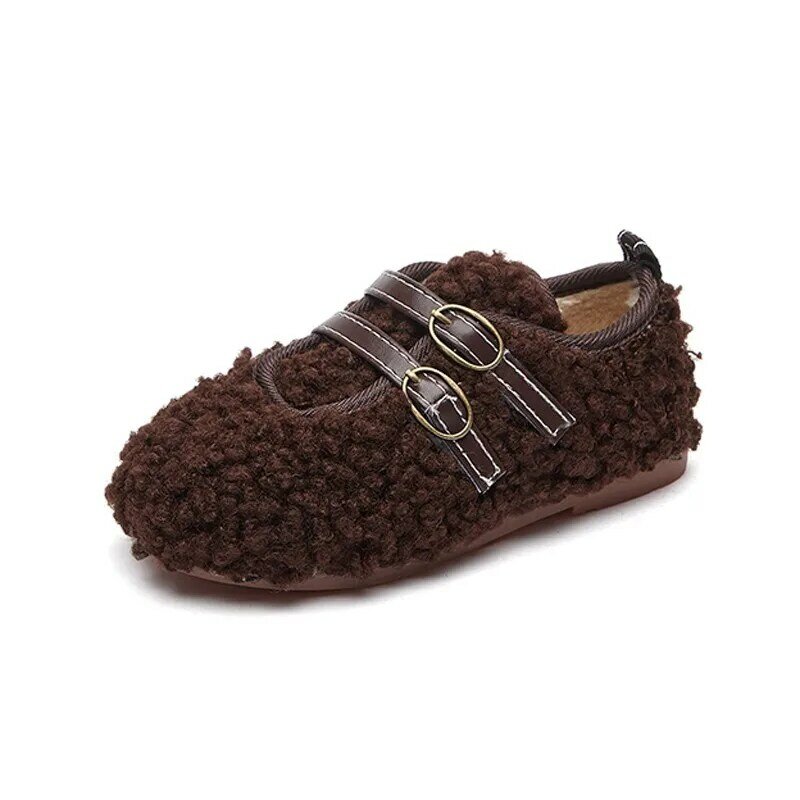 Crianças sapatos de lã 2021 inverno novos cordeiros lã engrossado feijão quente sapatos meninas do bebê da criança antiderrapante macio andando crianças sapatos