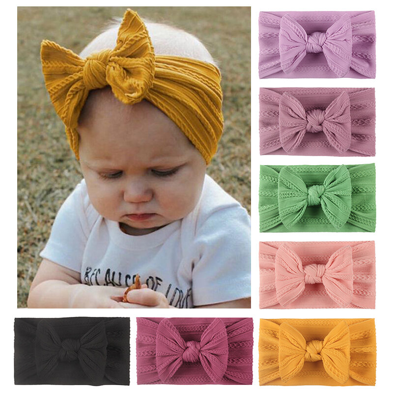 Los niños sin costuras Super nailon suave cinta para cabello de chifón princesa Linda accesorios para el pelo de bebé caliente arco caliente niños sombreros