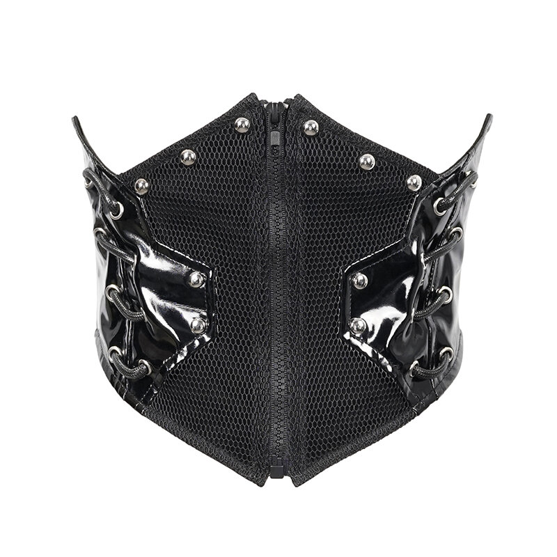 Gli accessori da ballo a catena con cintura nera gotica mostrano una sottile cintura con corsetto Punk