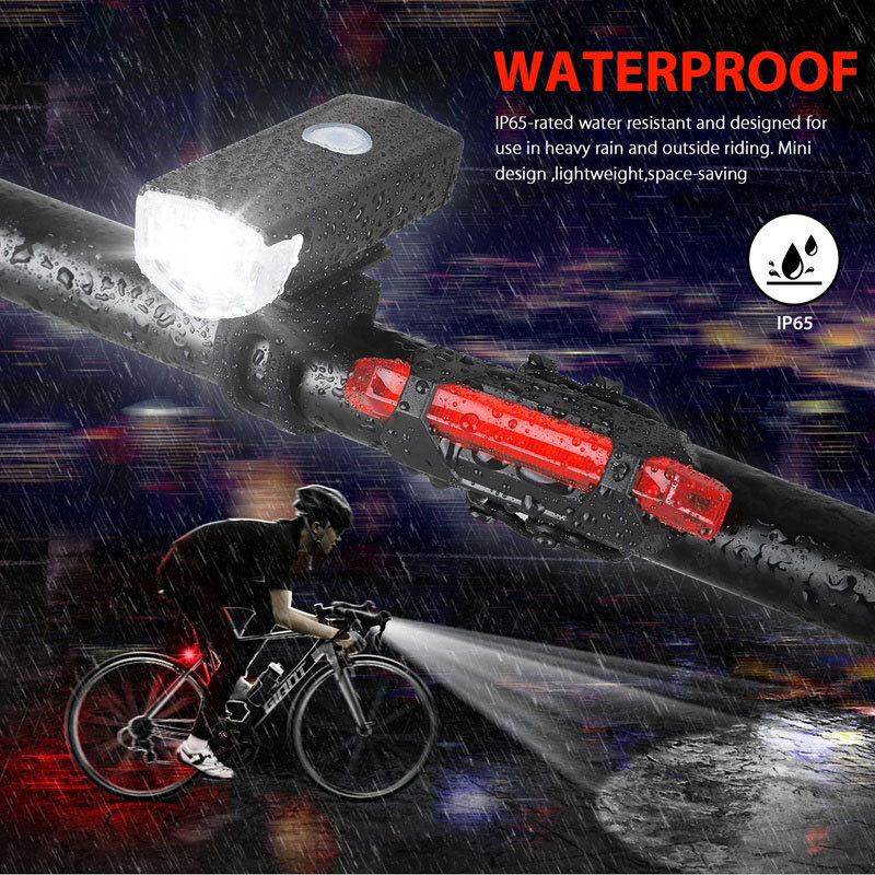 Usb recarregável luz da bicicleta mtb frente traseira traseira lanterna traseira ciclismo segurança luz de advertência à prova dwaterproof água lâmpada da bicicleta flashligh