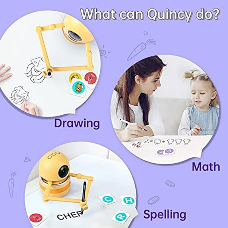 Robot de dessin automatique Intelligent, peinture jaune, orthographe, maths, jouet éducatif, Rechargeable par USB, cadeau Unique pour enfant