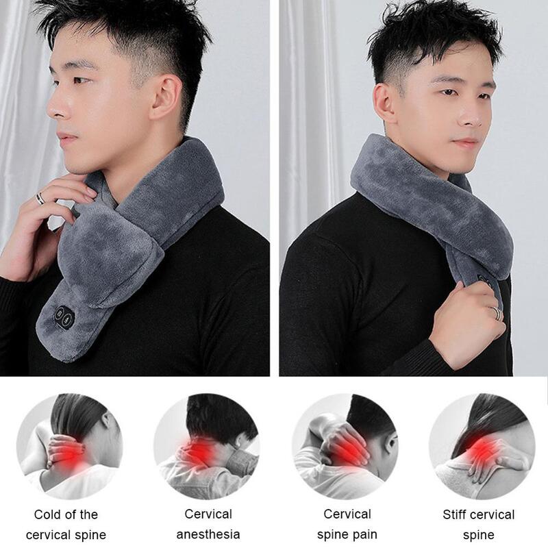 2020 USB Heated Men Winter Scarf Shawl Foreign Trade Women Smart Heating Solid Color Vibration Massage Scarf Multiple Colors