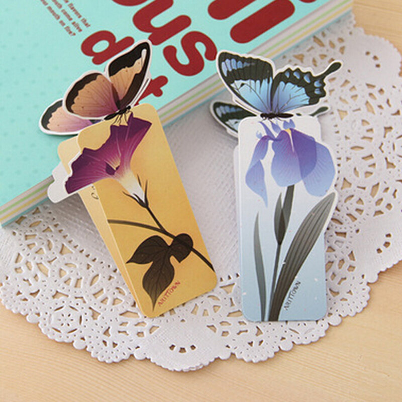 Mini marque-page exquis en forme de papillon, 2 pièces, accessoires de papeterie de lecture