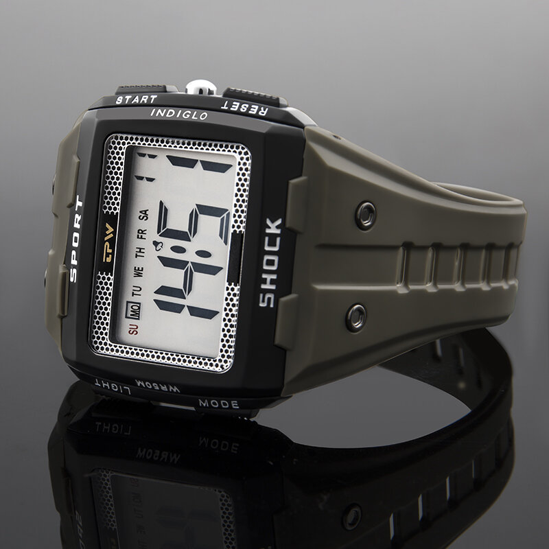 Super Easy to Read Digital Watches For Outdoor Sport LED Display 50 Meter Water Resistant