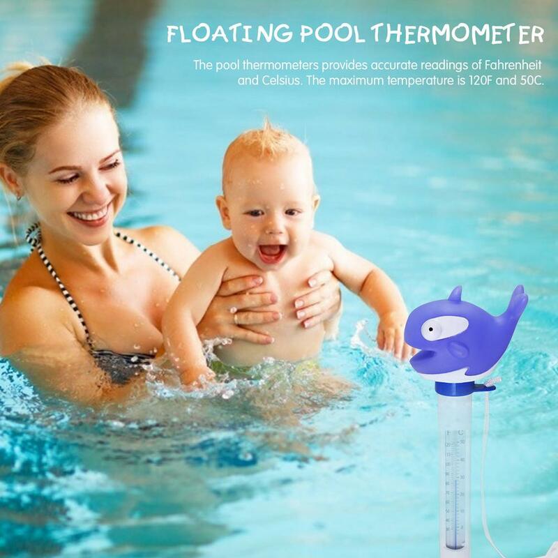 Termómetro de piscina flotante con forma de dibujos animados, medidor de resistencia, con cuerda, para Spa, para piscina infantil