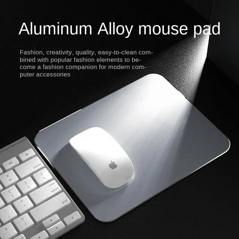 Tapis de souris en alliage d'aluminium, antidérapant, double face, en métal, pour ordinateur, fournitures de bureau, pour publicité, cadeaux