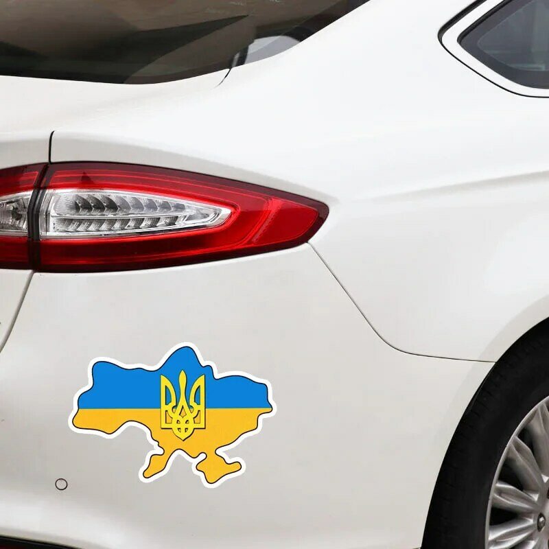 CMCT Bendera Ukraina Trident Peta Ukraina Suku Cadang Mobil Tahan Air Penutup Awal Sticker15cm-10cm