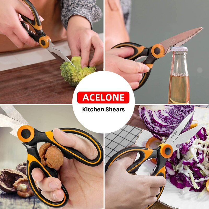Acelone – ciseaux de cuisine, ciseaux de cuisine multifonctionnels en acier inoxydable Ultra tranchants pour poulet/poulpe