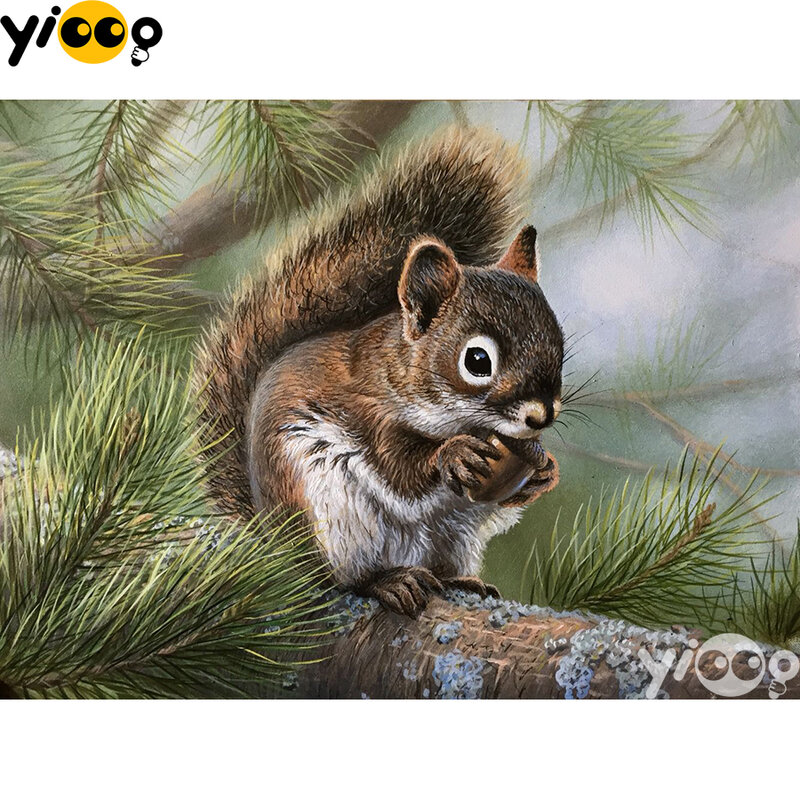 Full Square/Round Drill Diamond Painting Cross Stitch Embroidery Squirrel on the tree Rhinestone Mosaic Decor Gift BX1427