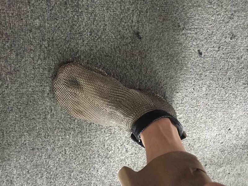 Ambi-dexterous forte stab-proof aço inoxidável chainmail meias jogging sapatos anti corte feller socking
