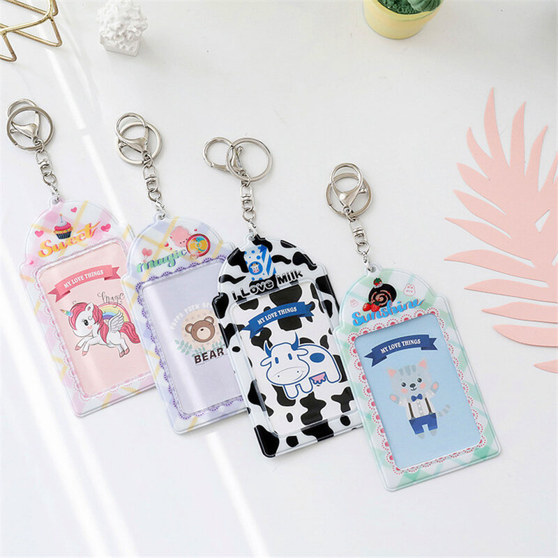 Porte-cartes Kpop Star en Pvc avec 2 pochettes, 3 pouces, 6.35x9cm, porte-cartes Photo, avec porte-clés, pour idole coréenne