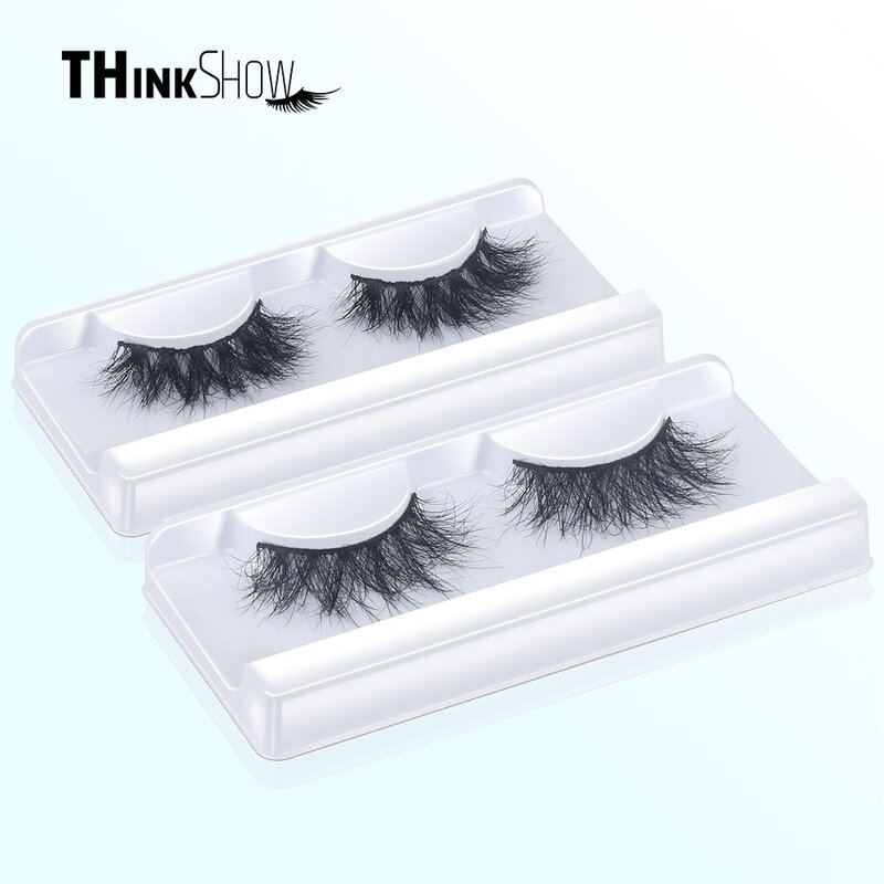 Thinkshow 3D Lashes 25mm Mink False Eyelashes Fluffy Soft Eyelash Dramatic Makeup Lashes Mink 3D Natural Long Mink Lashes Makeup