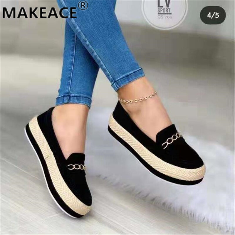 Lady's Sports Shoes Vulcanized Flat Shoes Thick Soles Women's Shoes Low Heel Leather Outdoor Casual Shoes Autumn Single Shoes