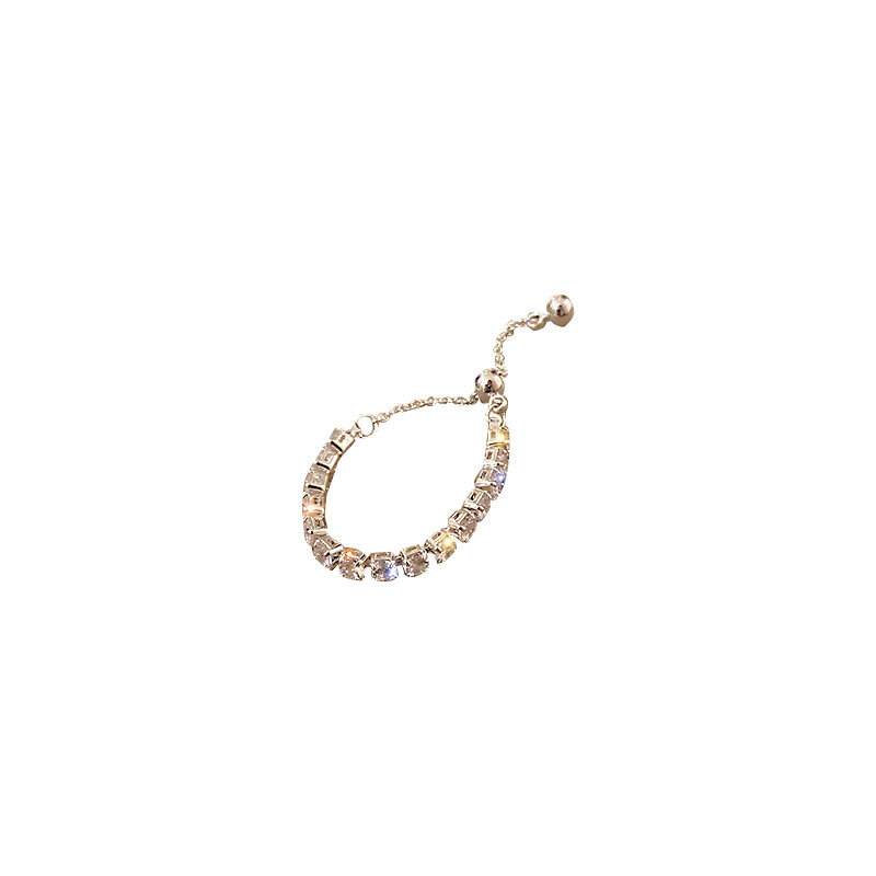 Anneaux de chaînes souples simples pour femmes, couleur argent, perles de fleurs, strass réglables, bijoux de fête de Cocktail, cadeaux
