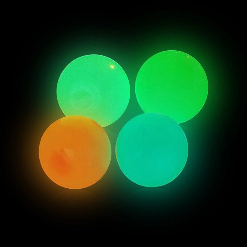 Bola de pared fluorescente para niños, palo luminoso de Squash de 4,5 cm, Bola de objetivo pegajoso, inquieto juguete, regalo para aliviar el estrés, novedad, 4 piezas